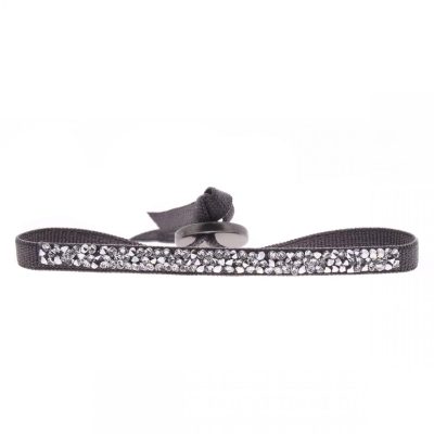 Bracelet Les Interchangeables A39542 - Bracelet Tissu Gris Cristaux de haute qualité Femme