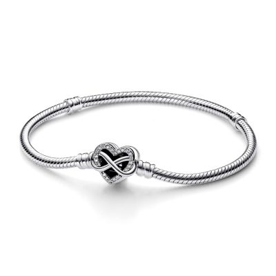 Bracelet Pandora Moments - Maille Serpent Fermoir C?ur de l?Infini Scintillant