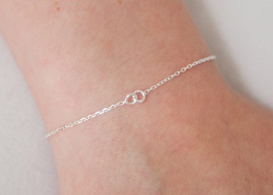 Bracelet 2 petits anneaux entrelacés en argent - Bracelet d'amitié - Pour Femme - Bijoux Elise et moi