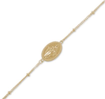 Bracelet médaille vierge Marie plaqué or 16 carats - Pour Femme - Bijoux Elise et moi