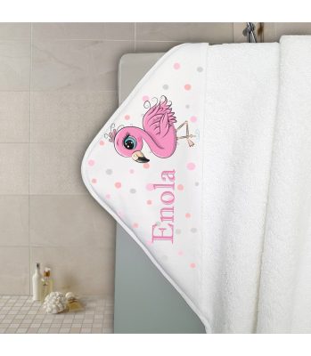 Cape de bain en éponge personnalisable modèle flamant rose