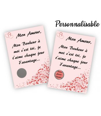 Carte à gratter Saint-Valentin personnalisable pour une déclaration d'amour originale