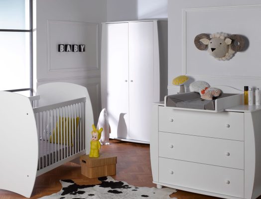 Chambre bébé complète lit 70x140 Médéa Blanc