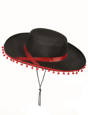 Chapeau espagnol noir et rouge