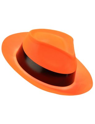 Chapeau gangster orange fluo adulte