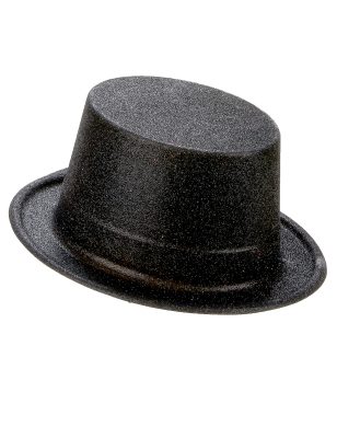 Chapeau haut de forme plastique pailleté noir adulte