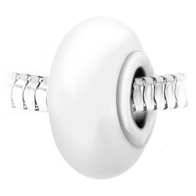 Charm perle verre blanc et acier par SC Crystal BEA0003