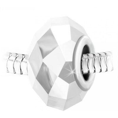 Charm perle cristal à facettes et acier par SC Crystal BEA0016