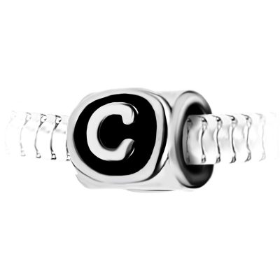 Charm perle lettre C en acier par SC Crystal BEA0269-C