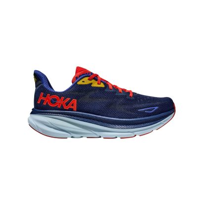 Chaussures Hoka One One Wide Clifton 9 Bleu Rouge SS23
