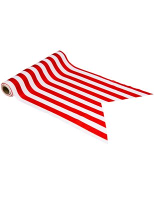 Chemin de table pirate lavable rayures rouge et blanches 28 cm x 5 m