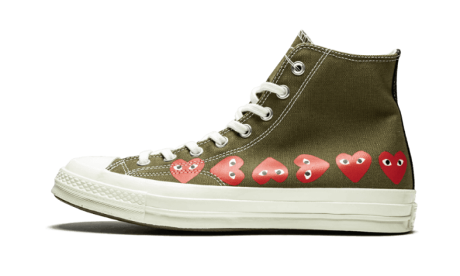 Converse Chuck Taylor All Star 70S Hi Comme Des Garcons Play Multi Heart Green