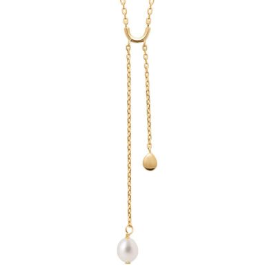 Collier décolleté perle blanche plaqué or - Pour Femme - Bijoux Elise et moi