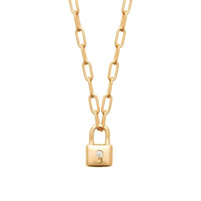 Collier pendentif cadenas plaqué or - Pour Femme - Bijoux Elise et moi