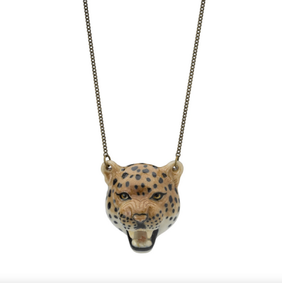 Collier pendentif tête de léopard en porcelaine - Pour Femme - Bijoux Elise et moi