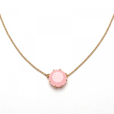 Collier pendentif pierre ronde la diamantine rose