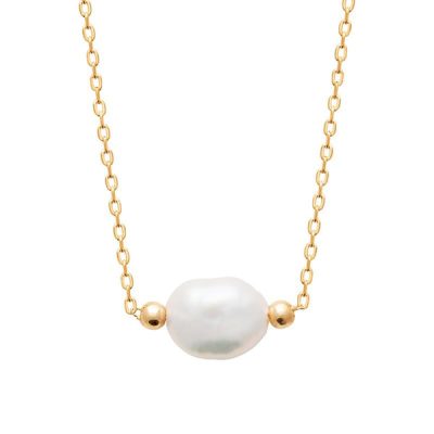 Collier perle blanche plaqué or - Pour Femme - Bijoux Elise et moi
