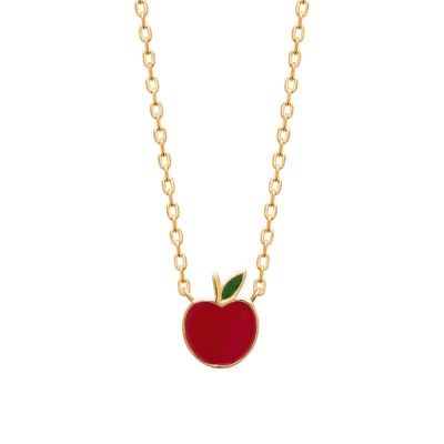 Collier pomme rouge plaqué or - Pour Femme - Bijoux Elise et moi