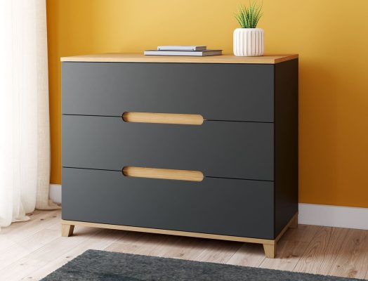 Commode anthracite & bois MILOR