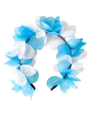 Couronne de fleurs bleu et blanche
