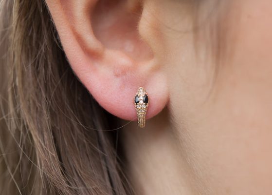 Boucles d'oreilles mini-créoles serpent plaqué or - Pour Femme - Bijoux Elise et moi