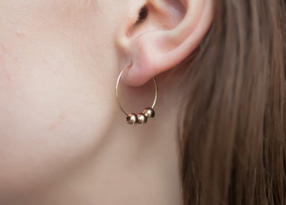 Boucles d'oreilles créoles 3 perles plaqué or 16 carats - Pour Femme - Bijoux Elise et moi