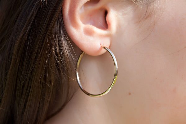 Boucles d'oreilles créoles 35mm plaqué or - Pour Femme - Bijoux Elise et moi