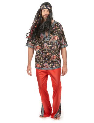 Déguisement hippie rouge homme