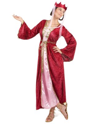 Déguisement rouge reine médiévale femme