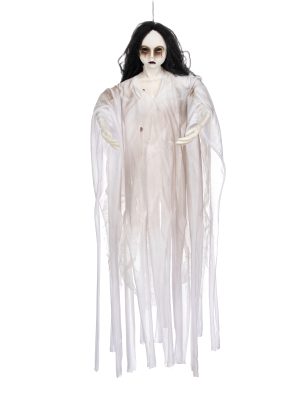Décoration à suspendre dame blanche lumineuse 90 cm Halloween