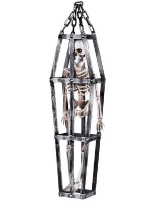 Décoration à suspendre squelette en cage 50 cm