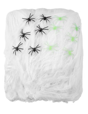 Décoration toile d'araignée blanche avec araignées 500 g Halloween
