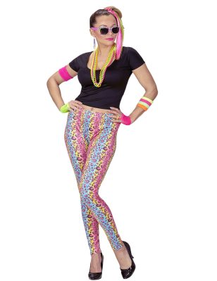 Déguisement années 80 imprimé panthère multicolore femme
