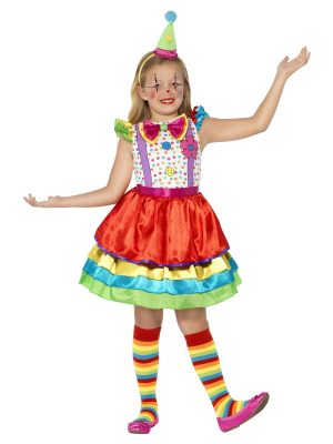 Déguisement clown à jupette multicolore fille