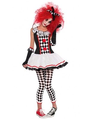Déguisement clown arlequin adolescente Halloween