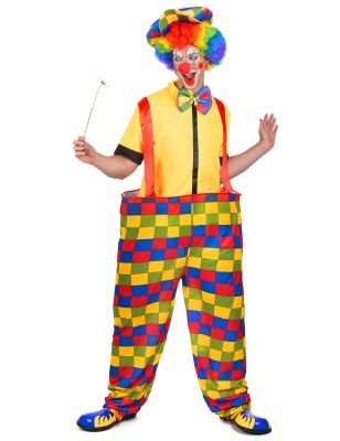 Déguisement clown à carreaux colorés homme