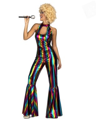 Déguisement combinaison disco rainbow femme