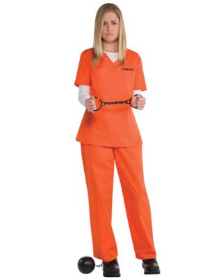 Déguisement combinaison prisonnière orange femme