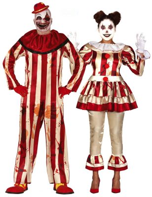 Déguisement de couple clowns terrifiants adulte