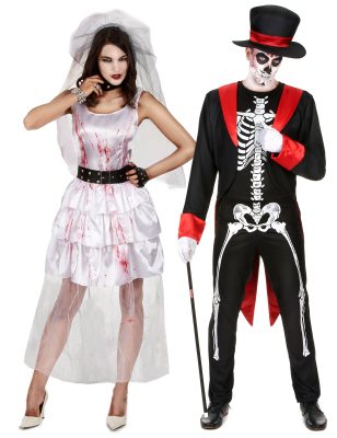 Déguisement de couple mariés gothiques Halloween
