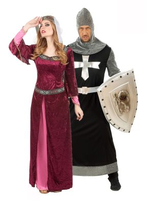 Déguisement de couple reine et chevalier médiéval