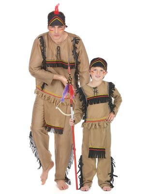Déguisement de couple apache père et fils