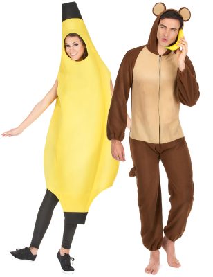 Déguisement de couple banane et singe adulte