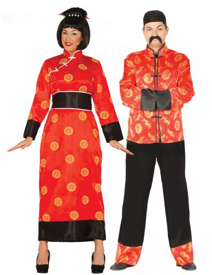 Déguisement de couple chinois rouge adulte
