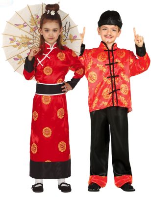 Déguisement de couple chinois rouge enfant