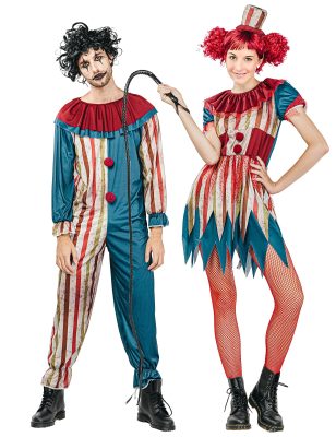 Déguisement de couple clowns colorés Halloween
