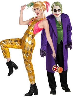 Déguisement de couple Harley Quinn Birds of Prey et Joker The Dark Knight Halloween adulte