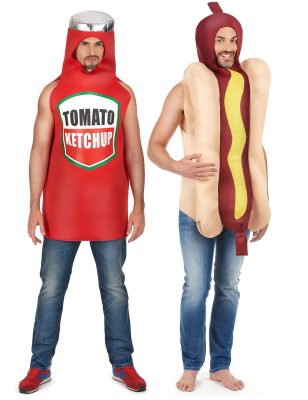 Déguisement de couple hot dog et ketchup adulte
