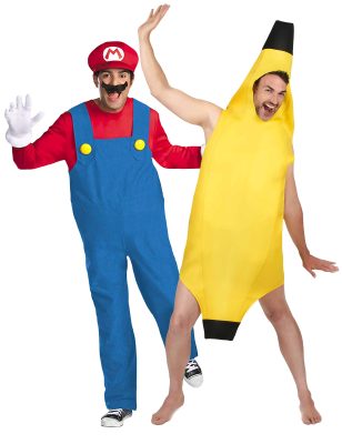 Déguisement de couple Mario et banane adulte