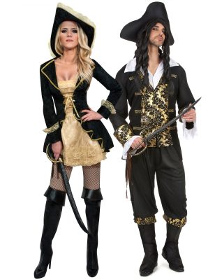 Déguisement de couple pirate baroque adulte